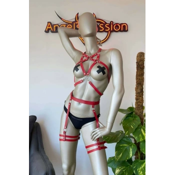 Bayan İç Giyim Deri Jartiyer Takım - APFT525