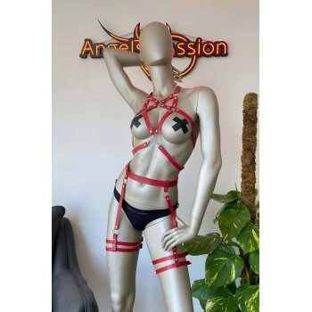 Bayan İç Giyim Deri Jartiyer Takım - Brf525