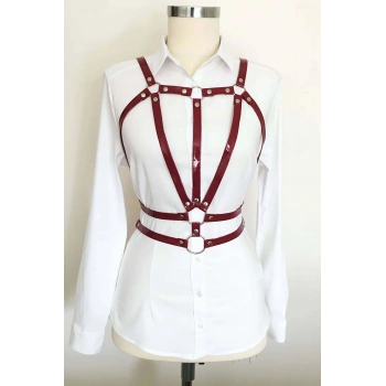 Beli Çift Sıralı Üçgen Deri Harness - Brf114