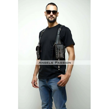 Çantalı Şık Erkek  Harness, Holster Bag, Leather Holster Bag - Brfm235