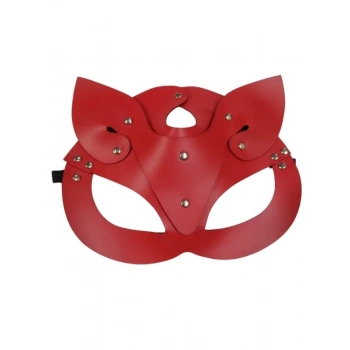 Censan Deri Kedi Kız Maskesi Kırmızı