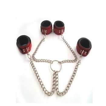 Censan Kırmızı Deri El Ayak Kelepçesi