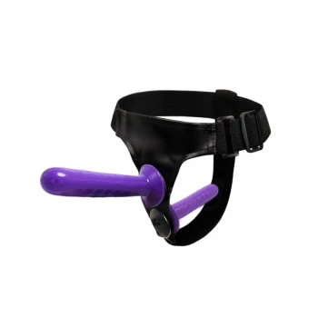 Censan Mor Double Dong Titreşimli Belden Bağlamalı Çift Taraflı Bisex Dildo Vibratör model 2