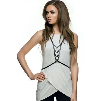 Dalga Detaylı Şık Deri Göğüs Harness - APFT192