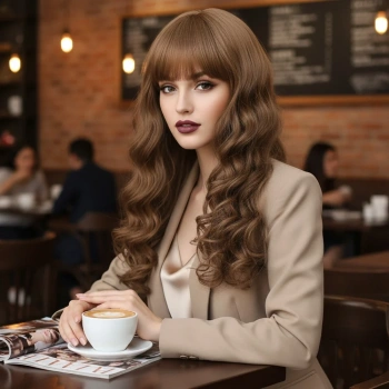 Dalgalı Perçemli Uzun Fiber Sentetik Peruk - Bebek Kumralı