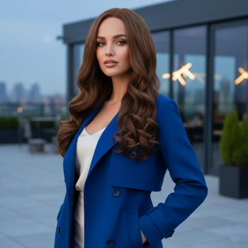 Dalgalı Perçemsiz Uzun Fiber Sentetik Peruk - Koyu Kumral