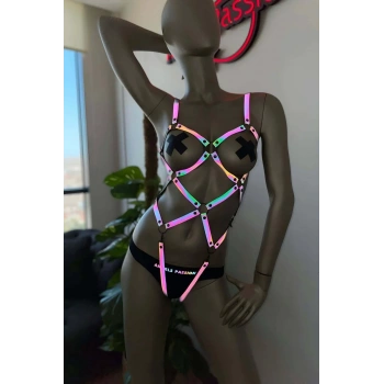 Dansçı Kıyafetleri - Karanlıkta Parlayan Reflektörlü Body Harness