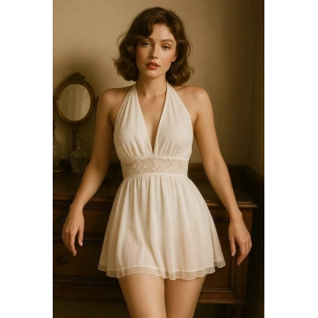 Dantel Detaylı Transparan Babydoll