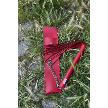 Deri Çantalı Kırmızı Kırbaç, Şık Deri Kırbaç, Sexy Aksesuar - APFT1287