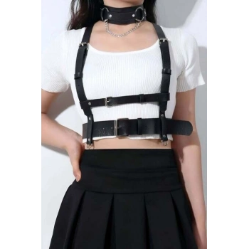 Deri Göğüs Harness Ve Choker-tasma Takım - Brf959