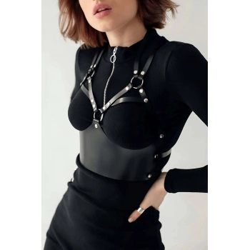 Deri Harness Büstiyer, Şık Deri Korse - Brf872