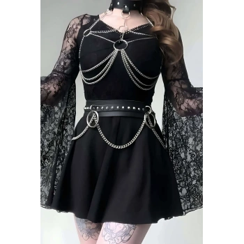 Deri ve Zincirli Şık Harness Takım - APFT413