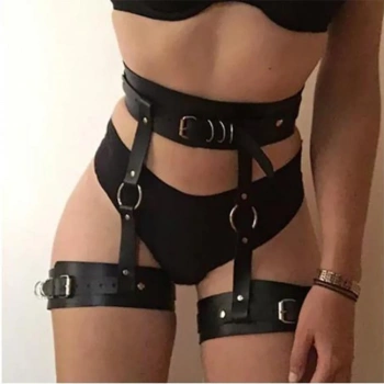 Dominant Touch Deri Bel ve Bacak Harness Takımı