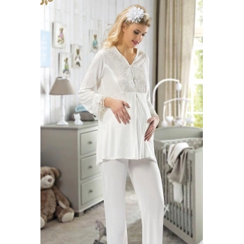 Ekru Hamile ( Lohusa ) Pijama Takımı - 1604