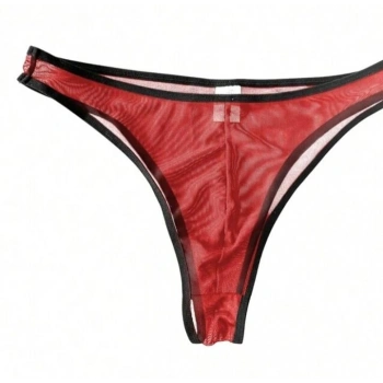 Erkek  Biyeli Kırmızı Transparan Brazillian Slip