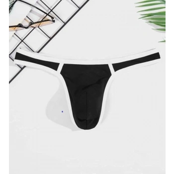 Erkek  Biyeli Siyah Tanga