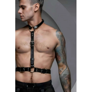 Erkek  Deri Boyundan Askılı Bel Kemeri Harness - Brfm124