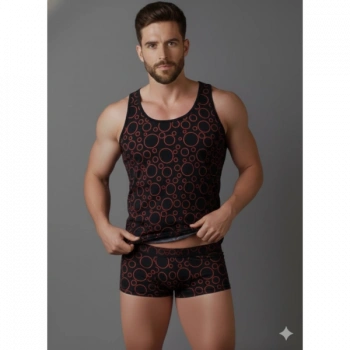 Erkek Desenli Tank Top Boxer Takımı