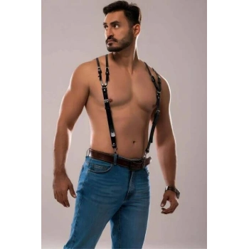 Erkek Omuzdsan Askılı Deri Harness - Brfm140