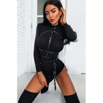 Fantazi Jartiyer Takım Deri Harness - Brf286