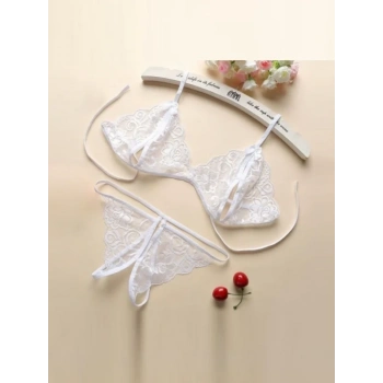 Fantezi Beyaz Dantelli Seksi Sütyen Kilot Takım