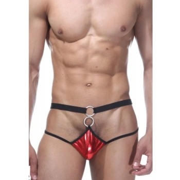 Fantezi Kırmızı Önü Halkalı Seksi Erkek String-tanga