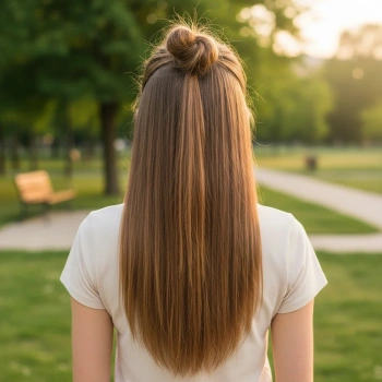 Fiber Sentetik Düz Yarım Ay + 2 Yan Çıt Çıt - Kumral