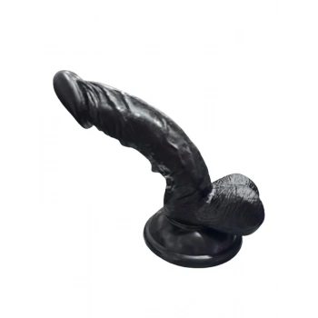 Gerçekçi Testisli Siyah Dildo 16 cm