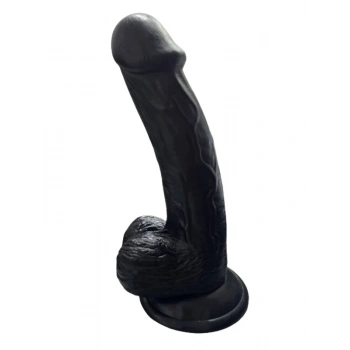Gerçekçi Testisli Siyah Dildo 19 cm