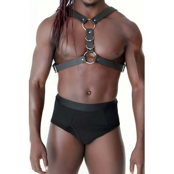 Göğüs Ve Halka Detaylı Erkek  Deri Harness - Brfm85