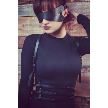 Göz Maskeli Seksi Deri Harness - Brf471