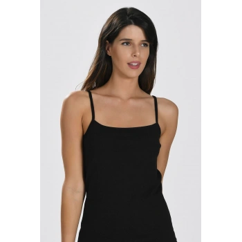 İp Askılı Siyah Ribana Atlet