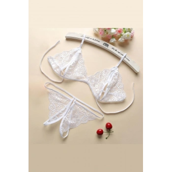 Kadın Beyaz Dantelli Sütyen Külot Takımı