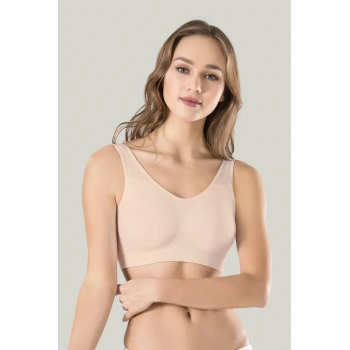 Kadın Gri Kalın Askılı Çıkarılabilir Pedli Örme Seamless Dikişsiz Basic Büstiyer