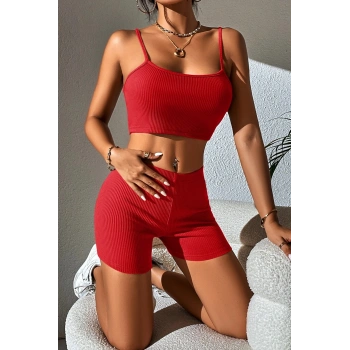 Kadın Kırmızı Şortlu Kaşkorse Gecelik Takım