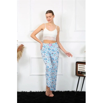 Kadın Pamuklu Alt Pijama Mavi