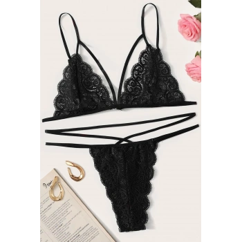 Kadın Siyah Dantel Sütyen Külot Takımı