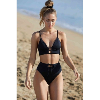 Kadın Siyah Yüksek Bel Özel Bikini Takımı