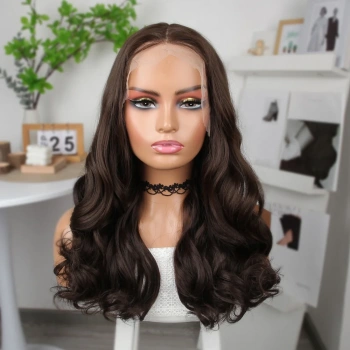 Kahverengi Orta Boy Hafif Dalgalı Tül Peruk