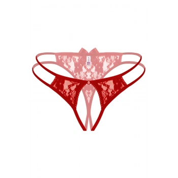 Kırmızı Dantelli Önü Açık Fantezi Külot