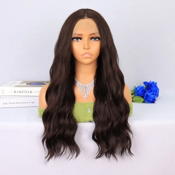 Koyu Kahverengi Dalgalı Tül Peruk