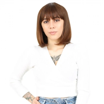 Küt Kahküllü Fiber Sentetik Peruk - Kahve Karamel