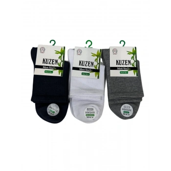 Kuzen Dikişsiz Yarım Konç Bambu Erkek Çorap 3 Adet