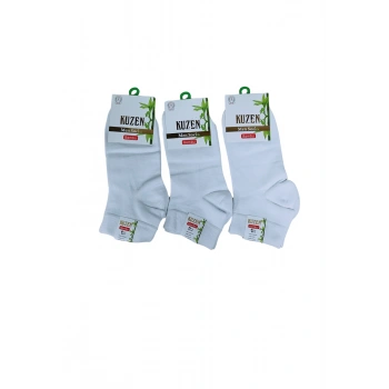 Kuzen Dikişsiz Yarım Konç Beyaz Bambu Erkek Çorap 12 Adet