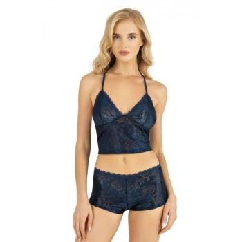 Lacivert Saten Şort Takımı 9222