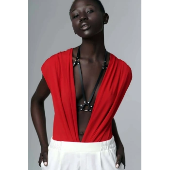 Omuz Göğüs Detaylı Şık Deri Harness - APFT200