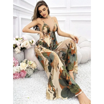 Özel Tasarım Çiçek Desenli Salaş Şık Dekolteli 2li Takım