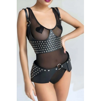 Perçin Detaytlı Şık Kemer Ve Harness Takım - Brf1303