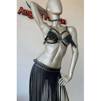 Püsküllü Etek Ve Püsküllü Sütyen Harness Takım
