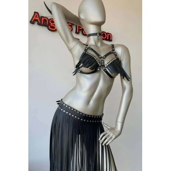 Püsküllü Etek ve Püsküllü Sütyen Harness Takım